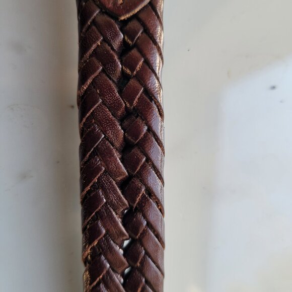 Cole Haan Brown Leather Woven Belt Size M/L - Picture 6 of 7
